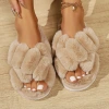 Cross-border bestseller: Women's autumn and winter anti-slip indoor thick-soled plush moon-shaped cotton slippers details Picture